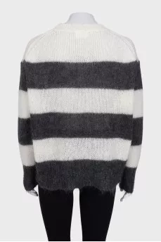 Black and white loose-fitting sweater