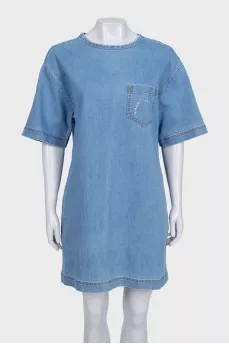 Denim dress with embroidered logo
