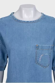 Denim dress with embroidered logo
