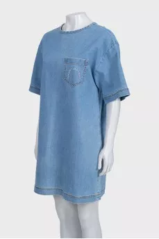 Denim dress with embroidered logo