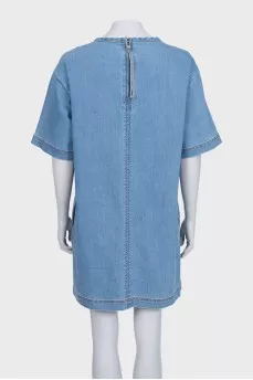 Denim dress with embroidered logo