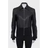 Leather jacket with patches