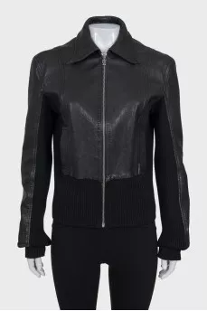 Leather jacket with patches