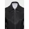Leather jacket with patches