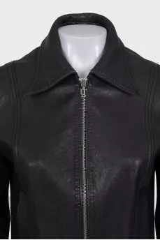 Leather jacket with patches