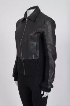 Leather jacket with patches