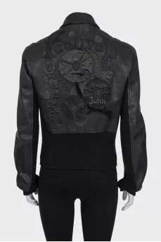 Leather jacket with patches