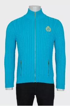 Men's cardigan with a gold zipper