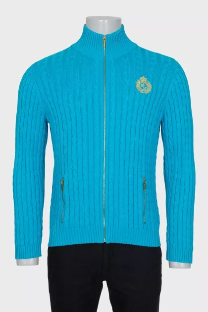 Men's cardigan with a gold zipper