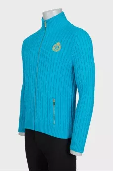 Men's cardigan with a gold zipper