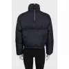 Black zip-up jacket with logo