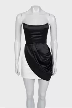Black and white zipper mini dress