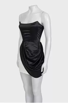 Black and white zipper mini dress