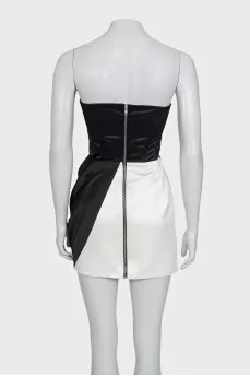 Black and white zipper mini dress