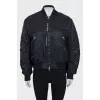 Black bomber jacket with a zipper