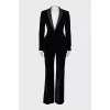 Black velvet suit with straight trousers