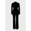 Black velvet suit with straight trousers