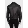 Black leather jacket with a belt