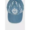 Denim cap with floral print