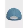 Denim cap with floral print