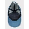 Denim cap with floral print