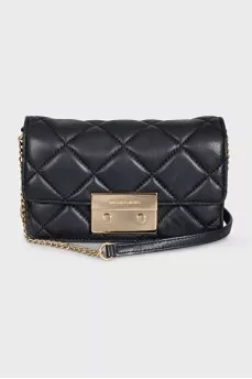 Black quilted leather crossbody bag