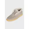 High suede loafers lined with fur