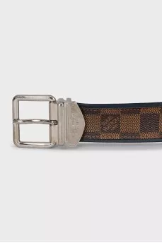 Canvas and leather belt with signature print