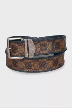 Canvas and leather belt with signature print