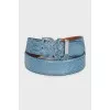 Men's blue python leather belt