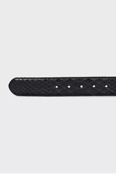 Men's black python leather belt