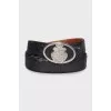 Men's black python leather belt