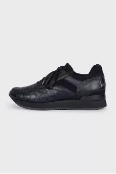 Men's black perforated sneakers