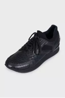Men's black perforated sneakers
