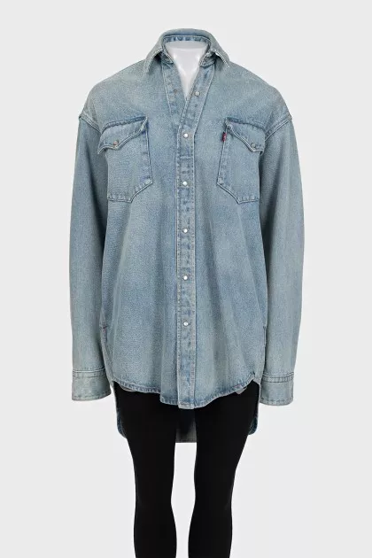 Oversized denim shirt with buttons