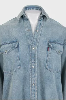 Oversized denim shirt with buttons