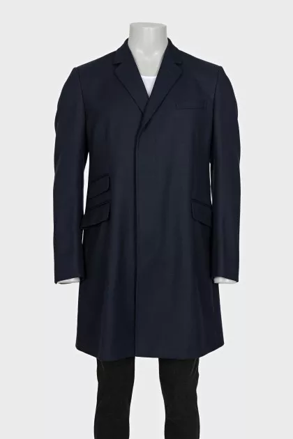 Men's blue straight-cut coat
