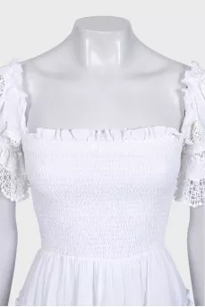 White dress with lace sleeves