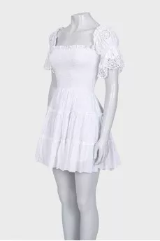 White dress with lace sleeves
