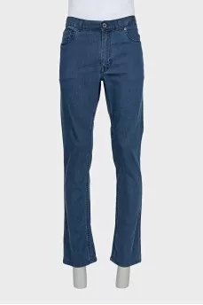 Men's blue jeans with patch pockets