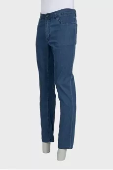 Men's blue jeans with patch pockets