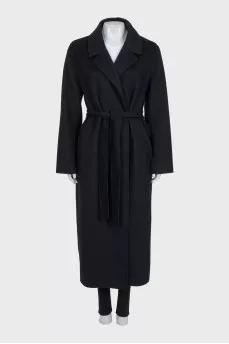 Black wool wrap coat