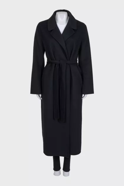 Black wool wrap coat