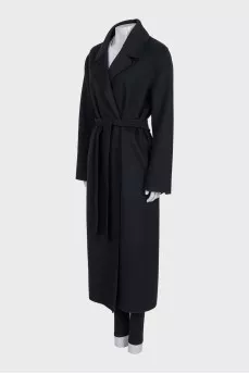 Black wool wrap coat
