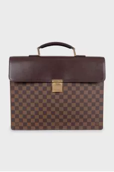 Men's brown canvas briefcase