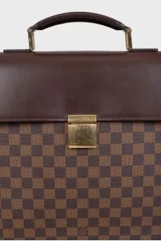 Men's brown canvas briefcase