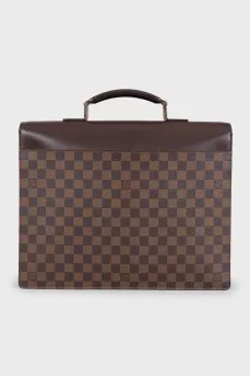 Men's brown canvas briefcase