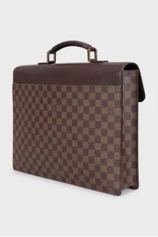 Men's brown canvas briefcase