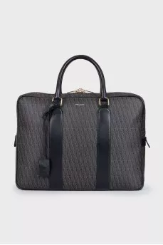 Men's canvas briefcase with print