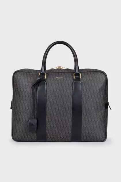 Men's canvas briefcase with print